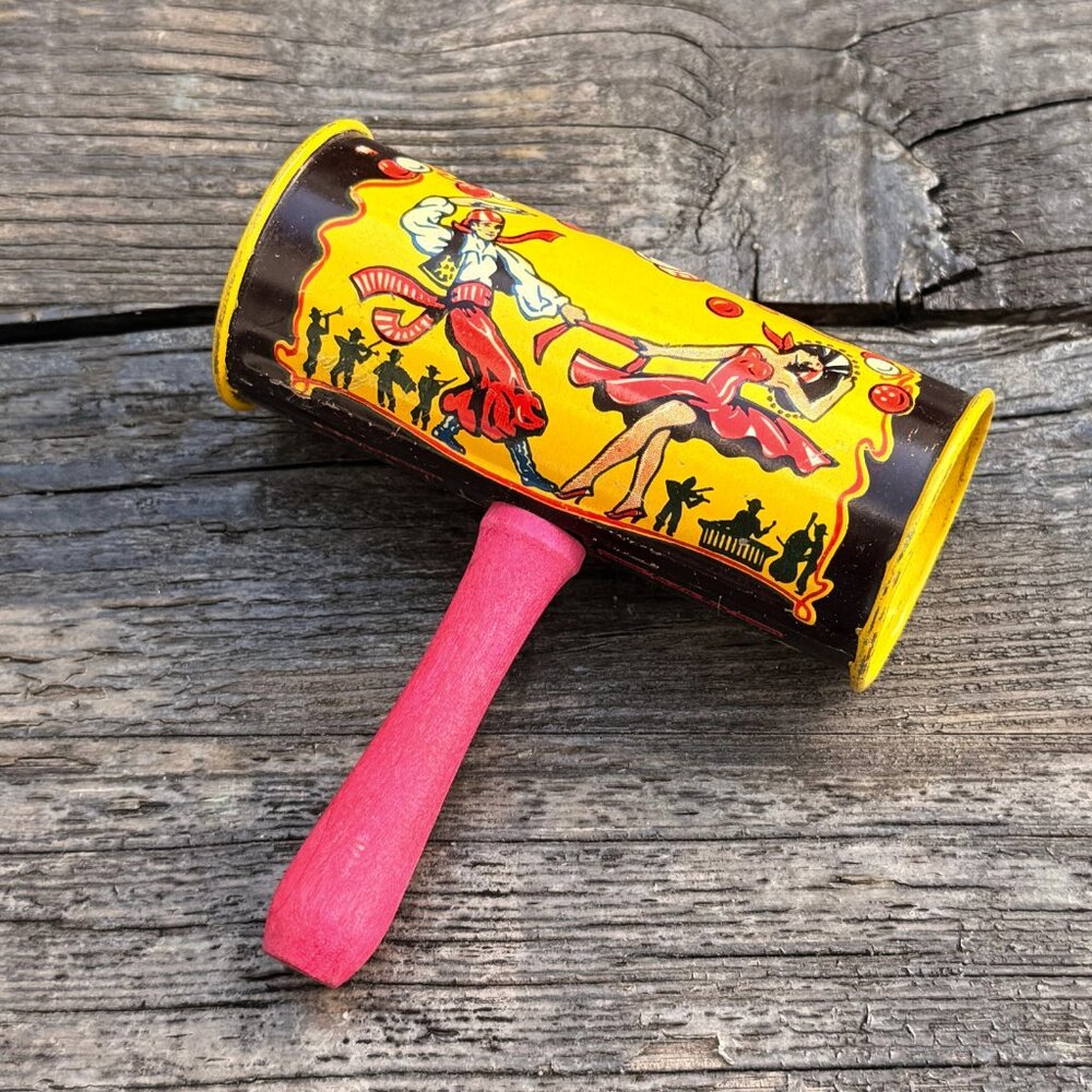 Vintage 1950's Kirchhof Tin Litho "Life of The Party" Noisemaker New Years Eve